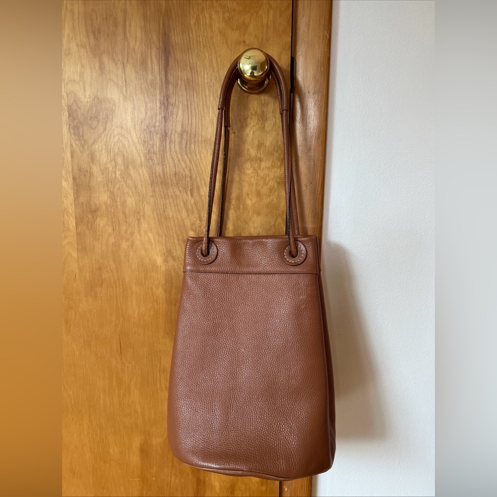 Eric Laville Brown Pebbled Leather Shoulder Bag Made In France Vintage